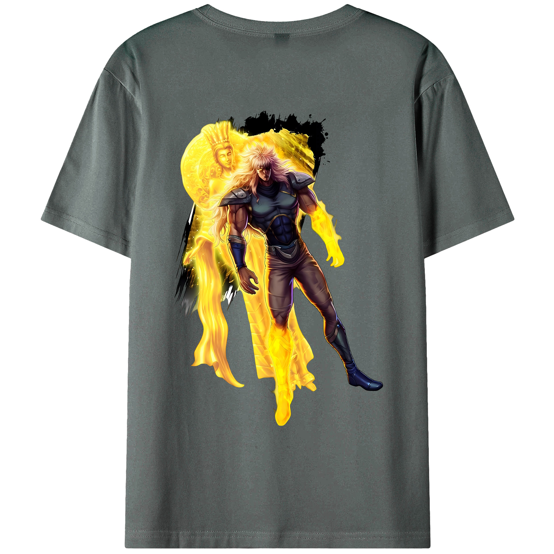 （画像用） 北斗の拳 Fist of the North Star 綿100％ メンズ半袖Tシャツ（バックプリント） 通気性